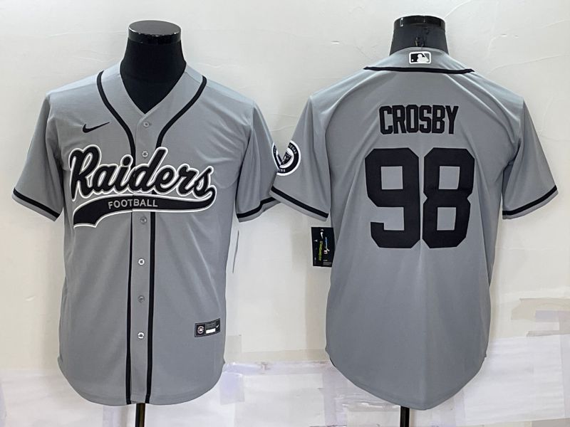 Men Oakland Raiders 98 Crosby Grey Nike Co branded NFL Jersey